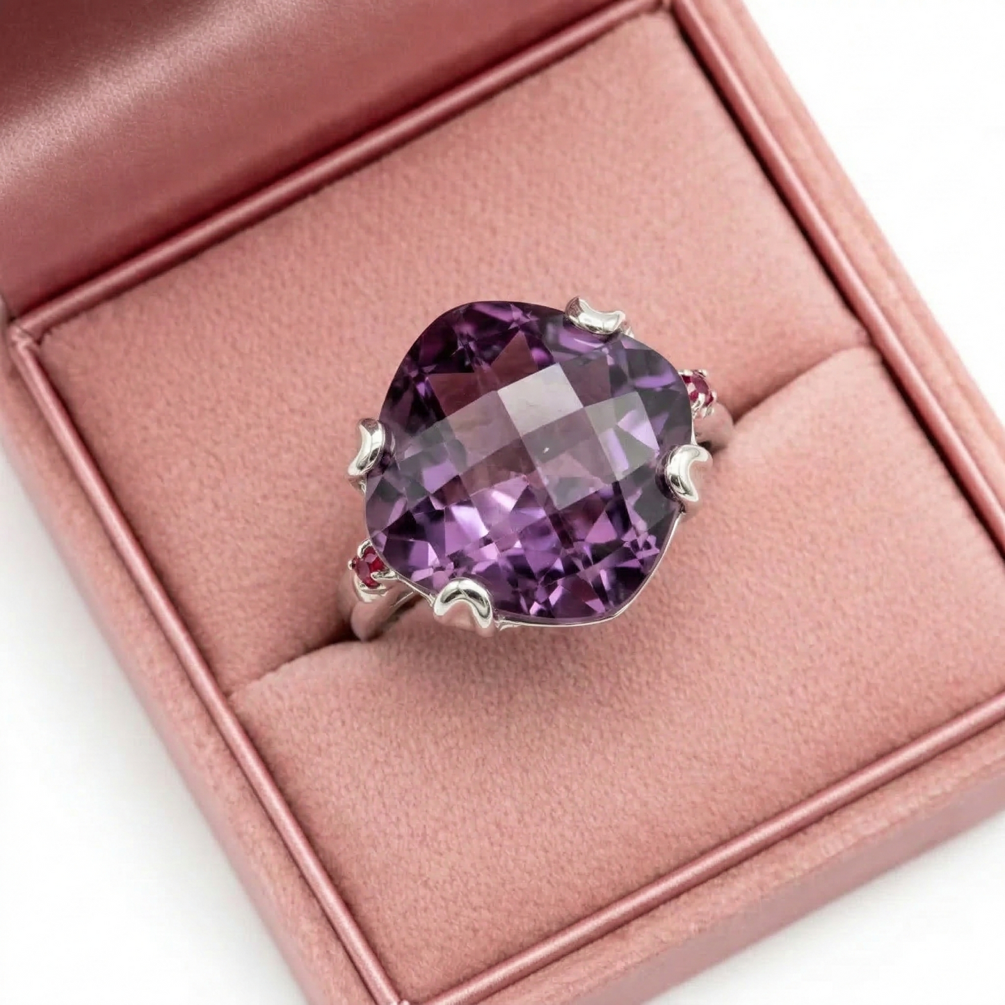 Amethyst Cushion Silver Ring