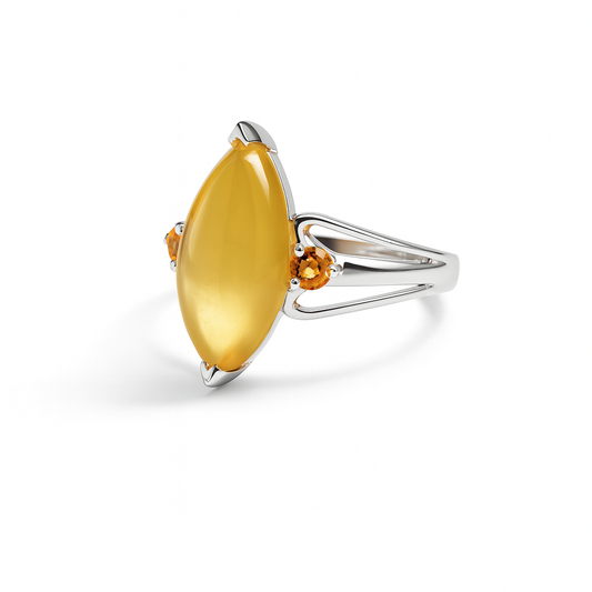 Honey Opal Silver Ring