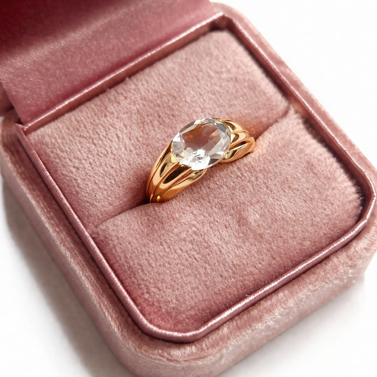 Large Dome Gold Ring with Rock Crystal