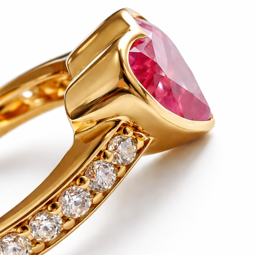 Pink Heart Gold Ring