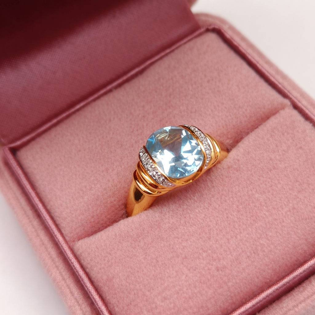 Sky Blue Topaz Gold Plated Silver Ring