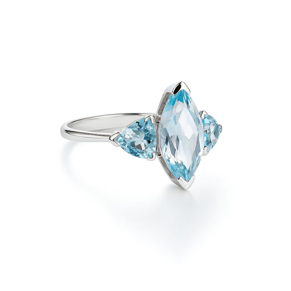 Ring with sky blue topaz