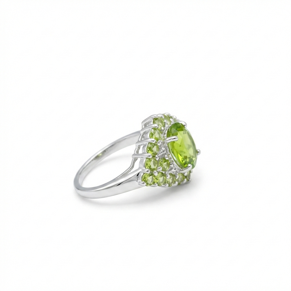 Peridot-Cluster-Silberring