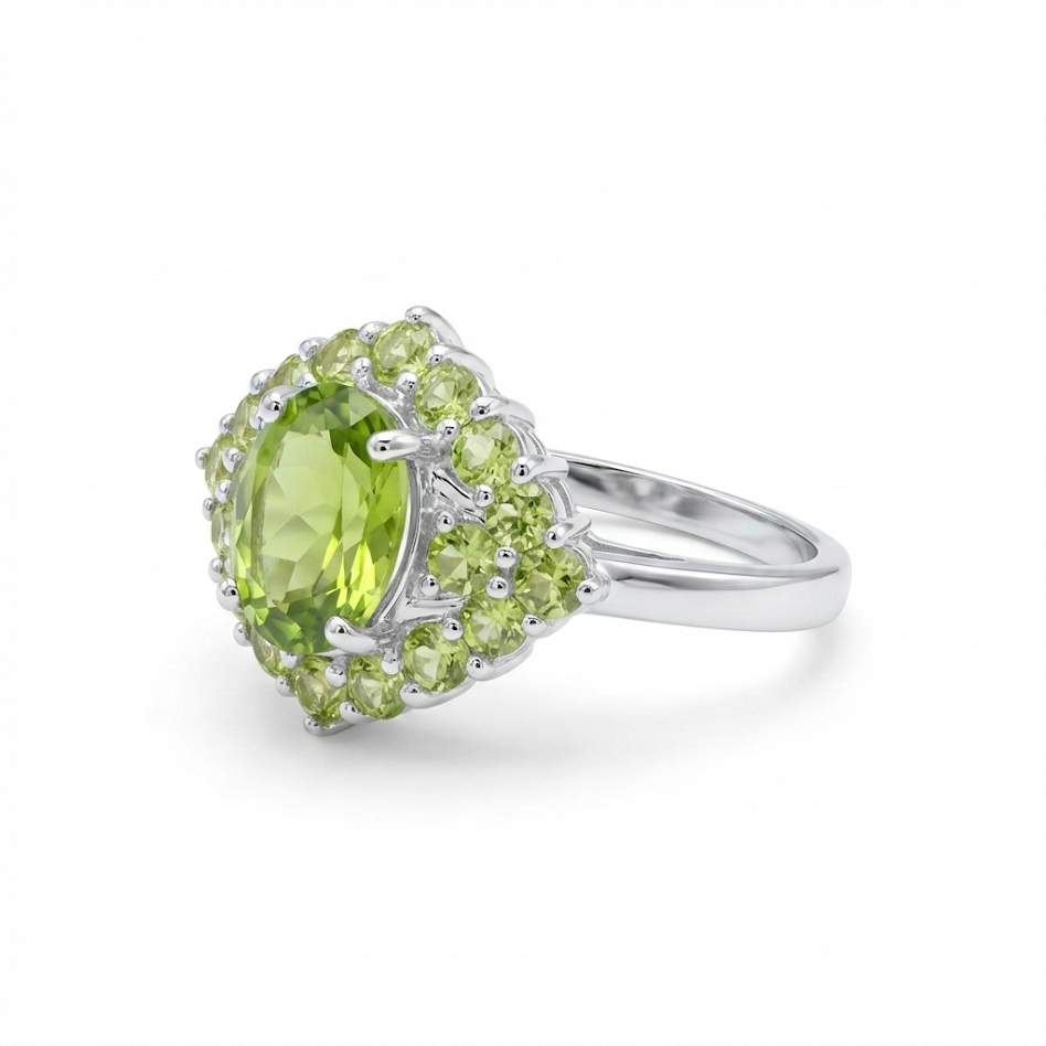 Peridot-Cluster-Silberring