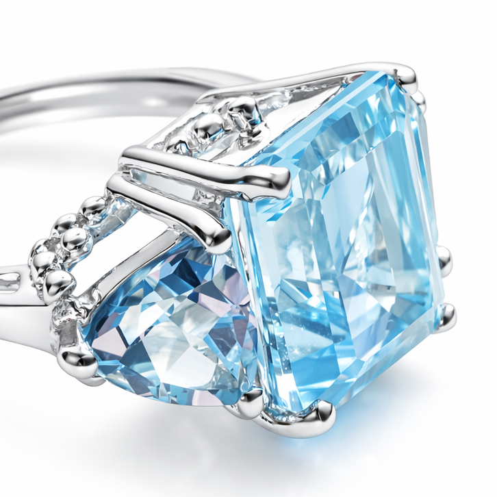 3 stone blue gems ring