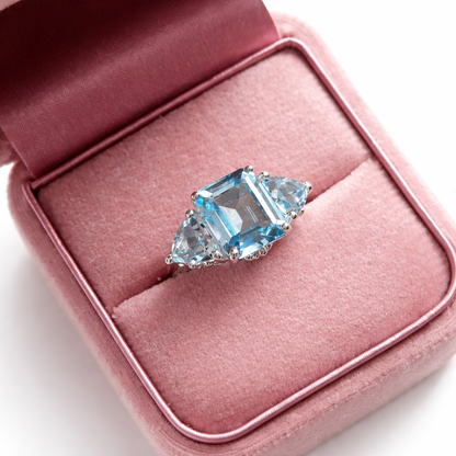 3 stone blue gems ring