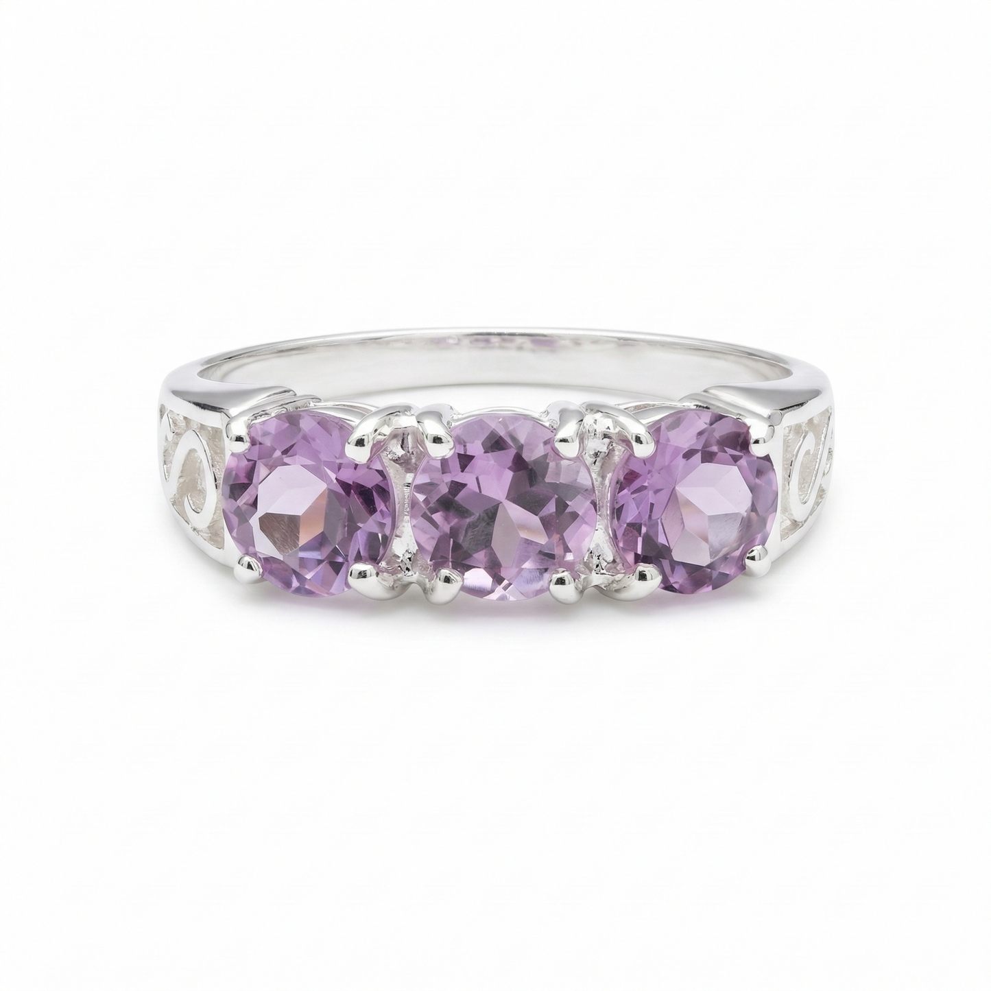 Amethyst Trilogy Silver Ring