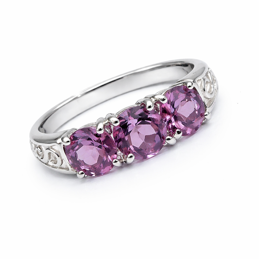 Amethyst Trilogy Silver Ring
