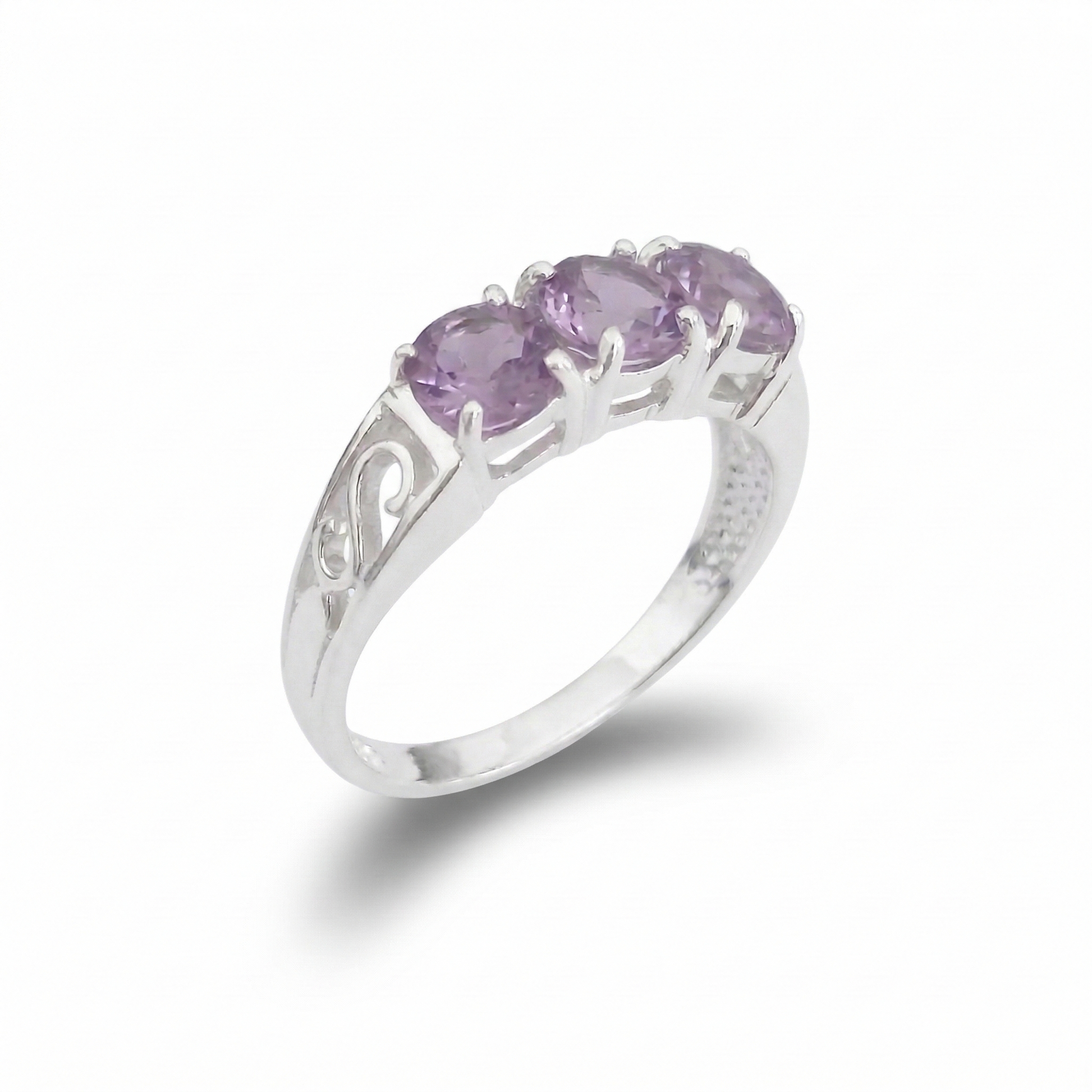 Amethyst Trilogy Silver Ring