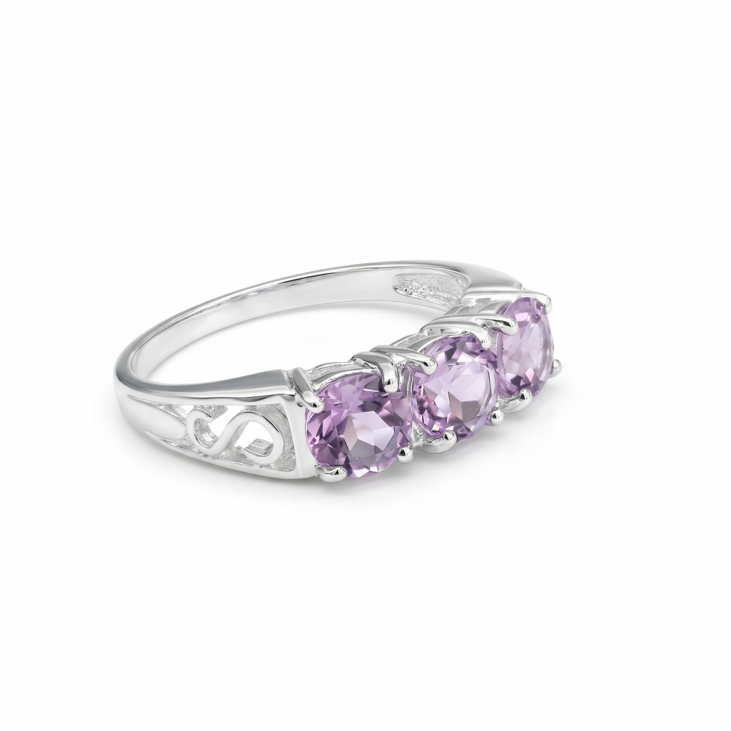 Amethyst Trilogy Silver Ring