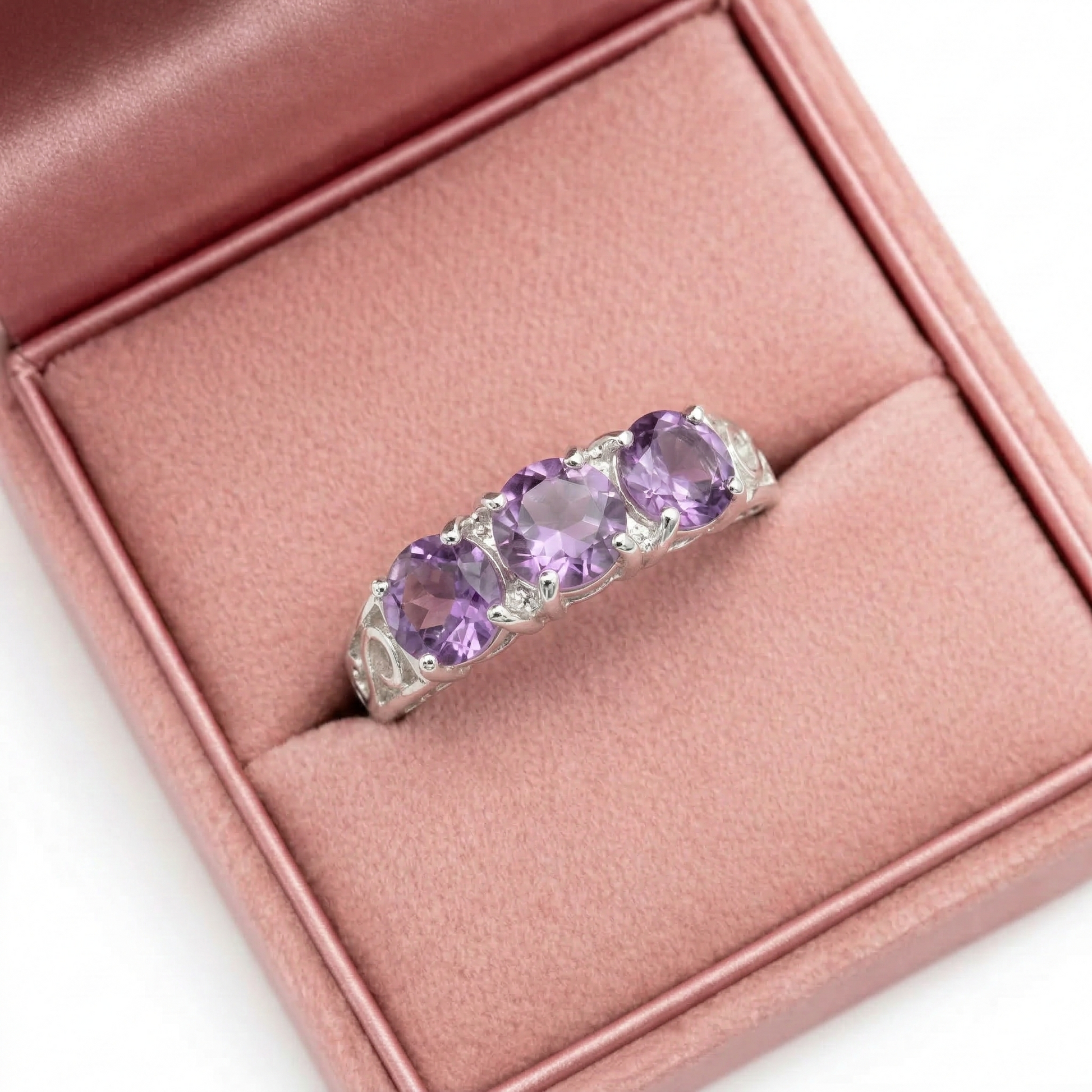 Amethyst Trilogy Silver Ring