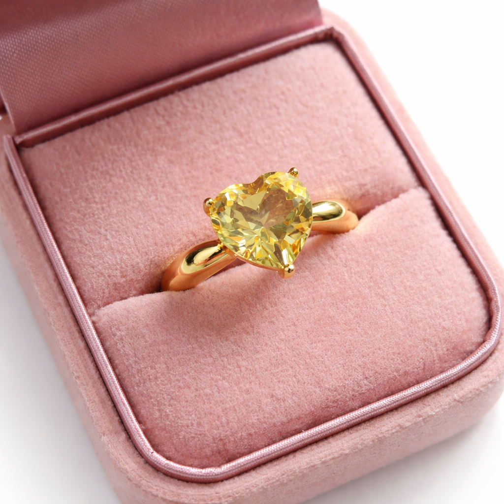 Big Yellow Heart Gem Ring