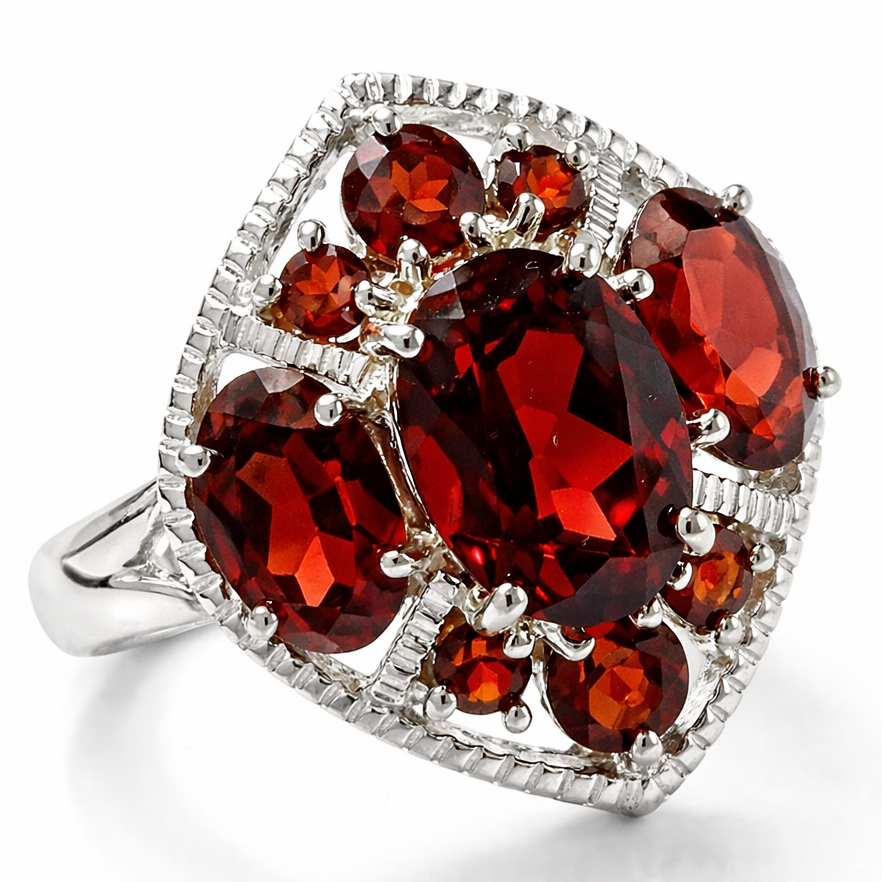 Boho Garnet Cluster Ring