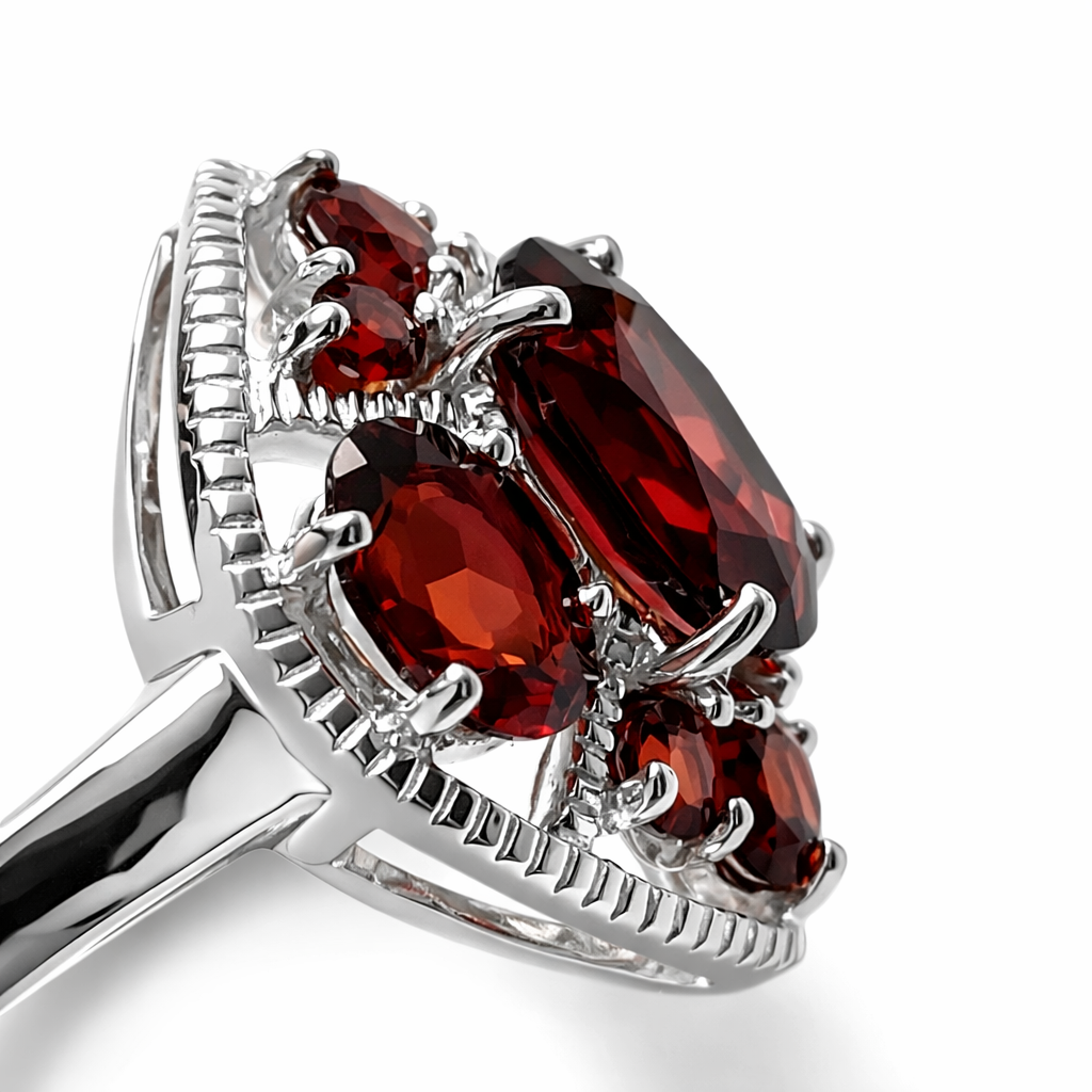 bohemian garnet cluster ring
