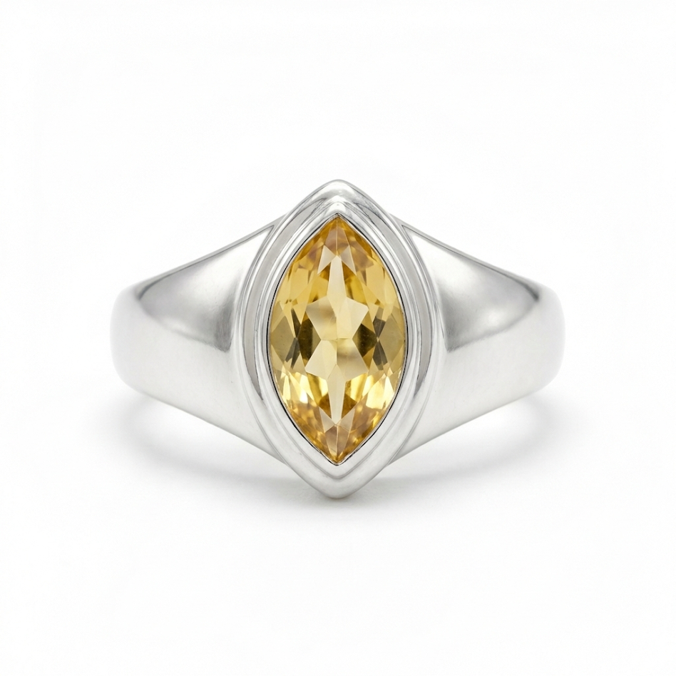 Champagne Quartz Marquise Ring