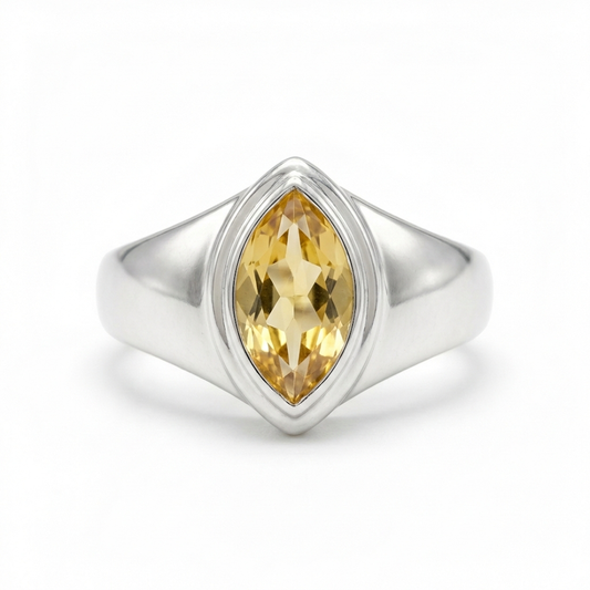 Champagne Quartz Marquise Ring
