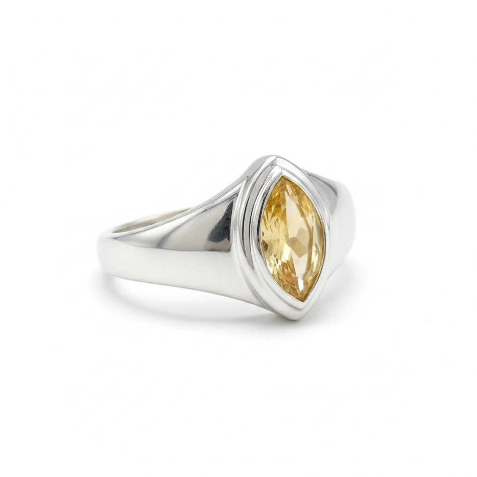 Champagne Quartz Marquise Silver Ring