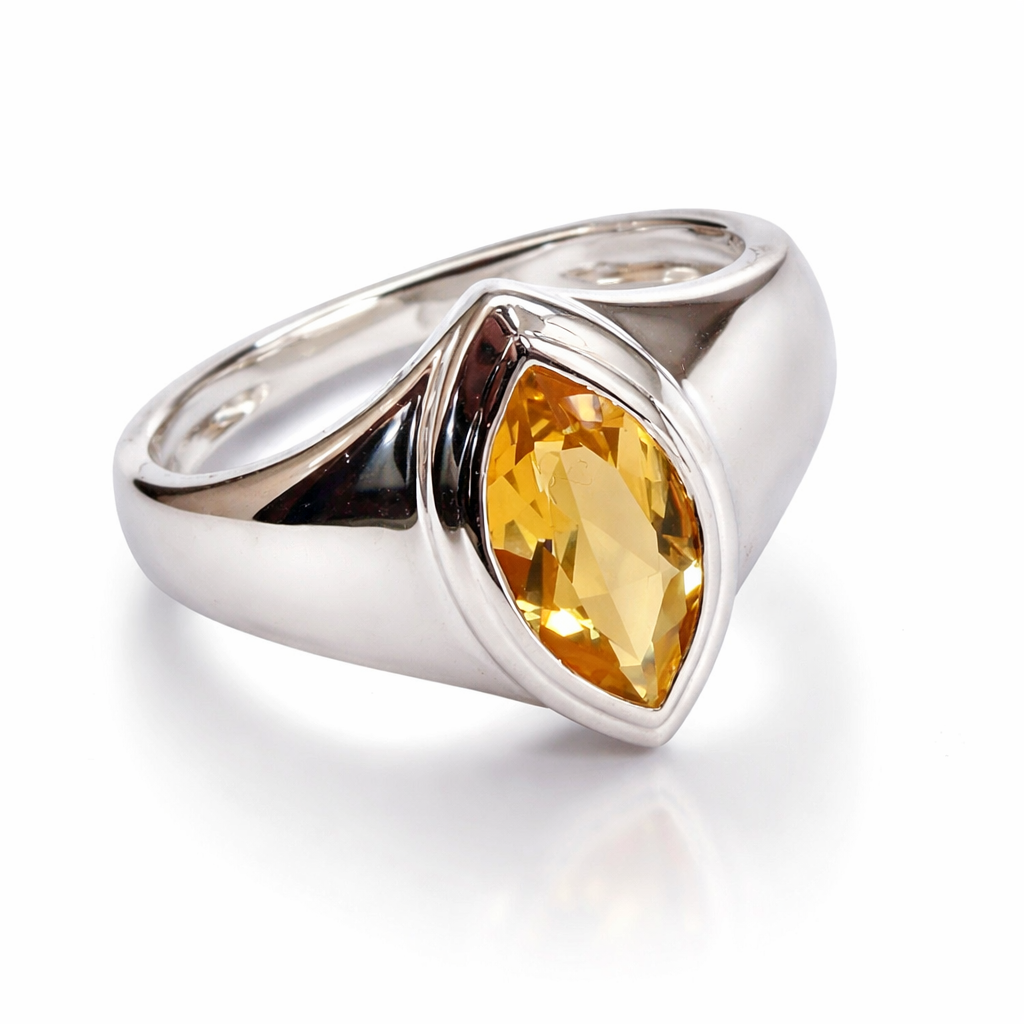 Champagne Quartz Marquise Ring