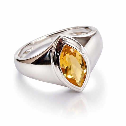Champagne Quartz Marquise Ring