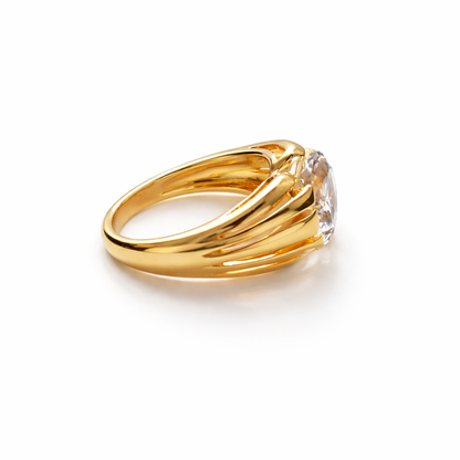 Chunky Dome Gold Ring with Rock Crystal