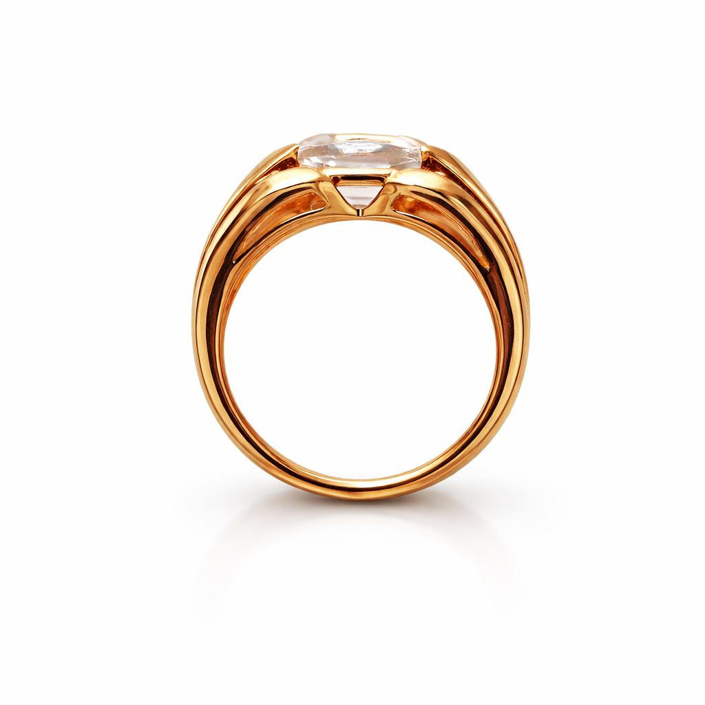 Chunky Dome Gold Ring with Rock Crystal