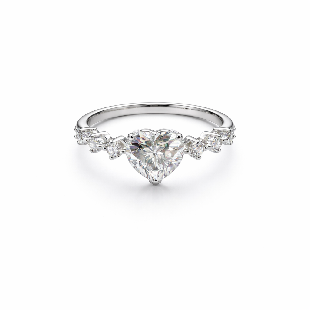 Heart Zirconia Stackable Silver Ring