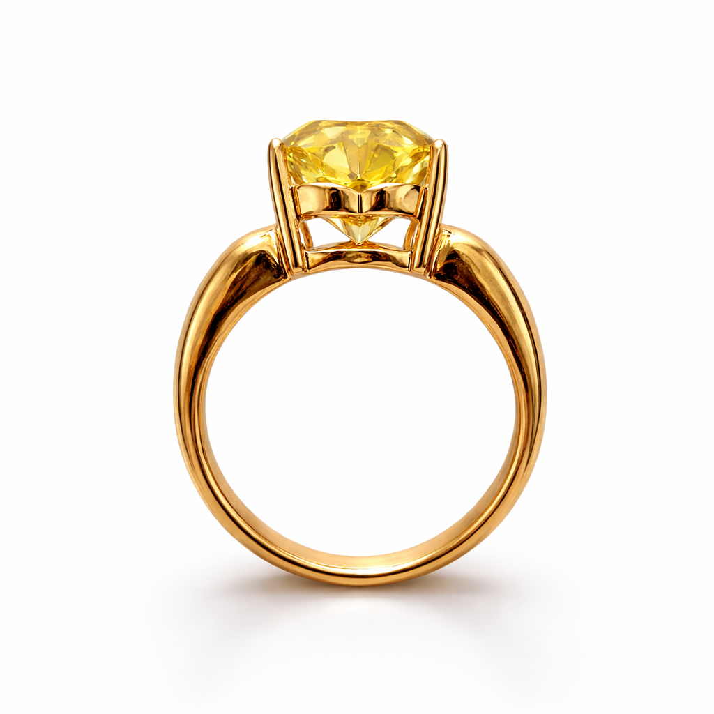 Heart Gem Lemon Quartz Gold Ring