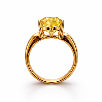 Heart Gem Lemon Quartz Gold Ring