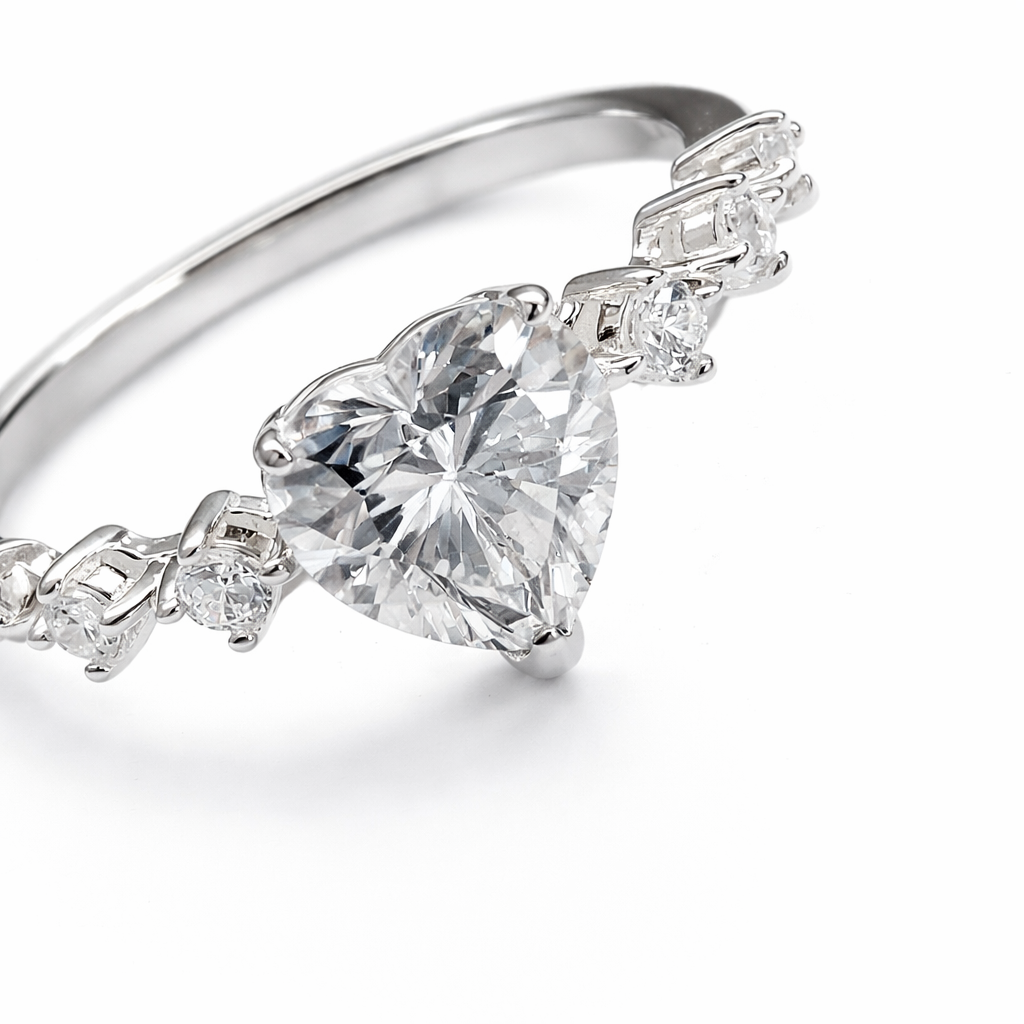 Heart Stackable Silver Engagement Ring