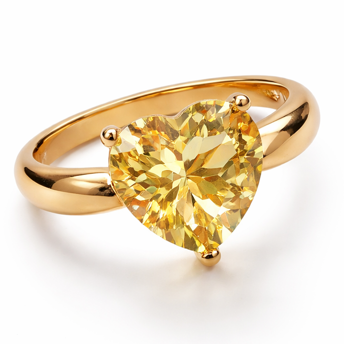Heart Yellow Quartz Gold Ring