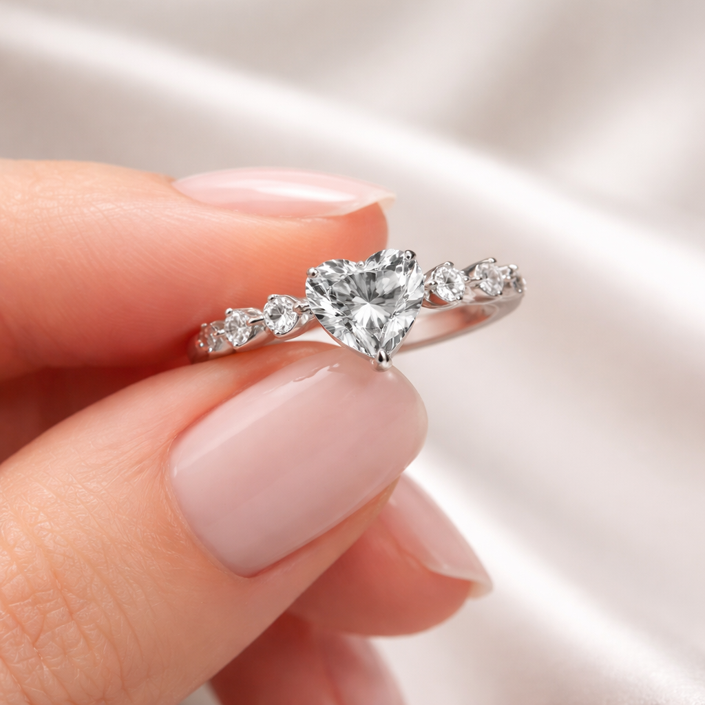 Heart Stackable Silver Engagement Ring