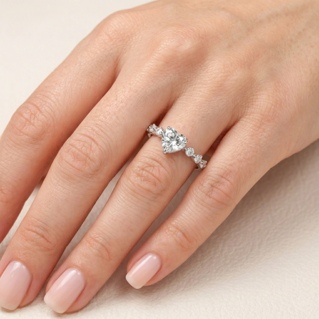 Heart Stackable Silver Engagement Ring