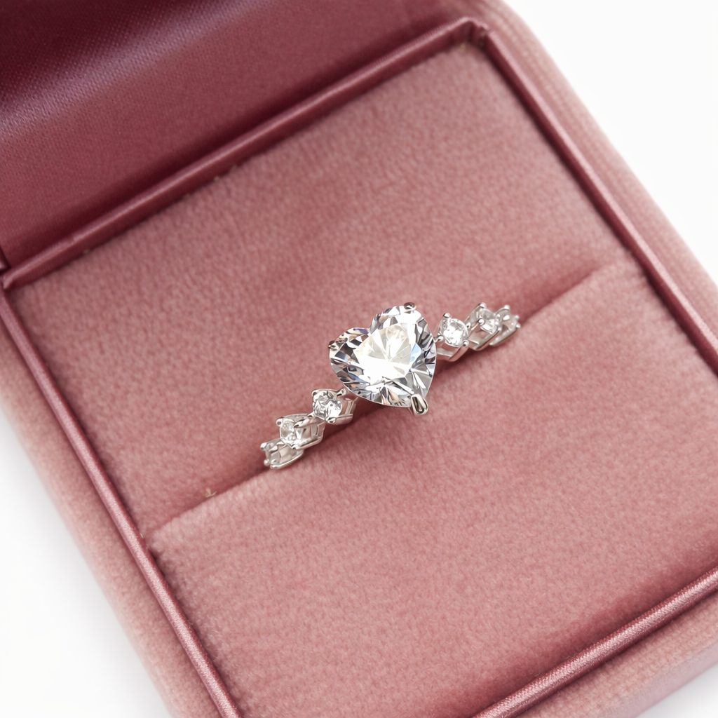 Heart Stackable Silver Engagement Ring