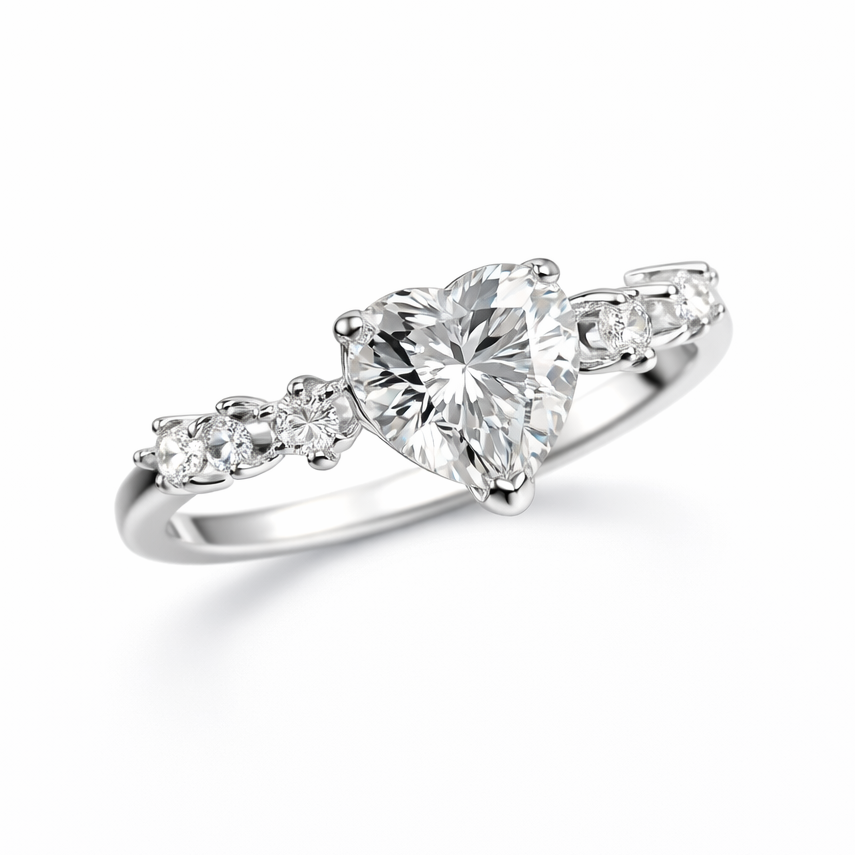 Heart Zirconia Stackable Silver Love Ring