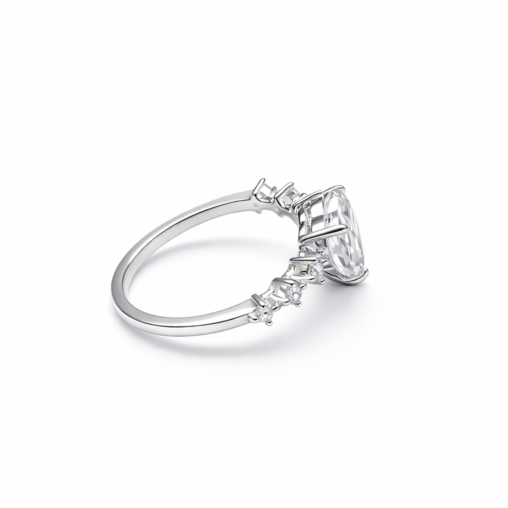 Heart Zirconia Stackable Silver Love Ring