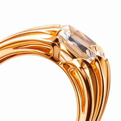 Large Dome Gold Ring with Rock Crystal