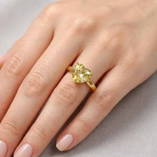 Large Yellow Heart Gem Ring