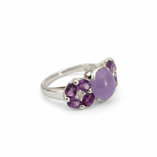 Lavender Jadeite Cabochon Silver Ring