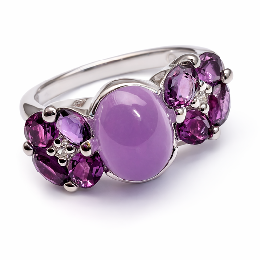 Lavender Jadeite Cabochon Silver Ring