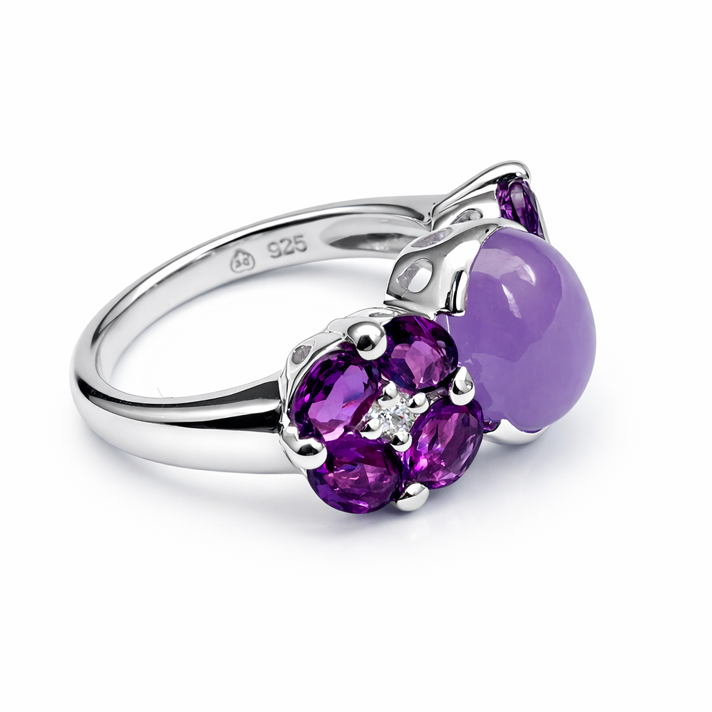 Lavender Jadeite Cabochon Silver Ring