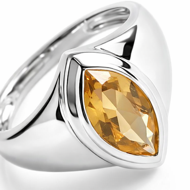 Marquise Yellow Quartz Ring
