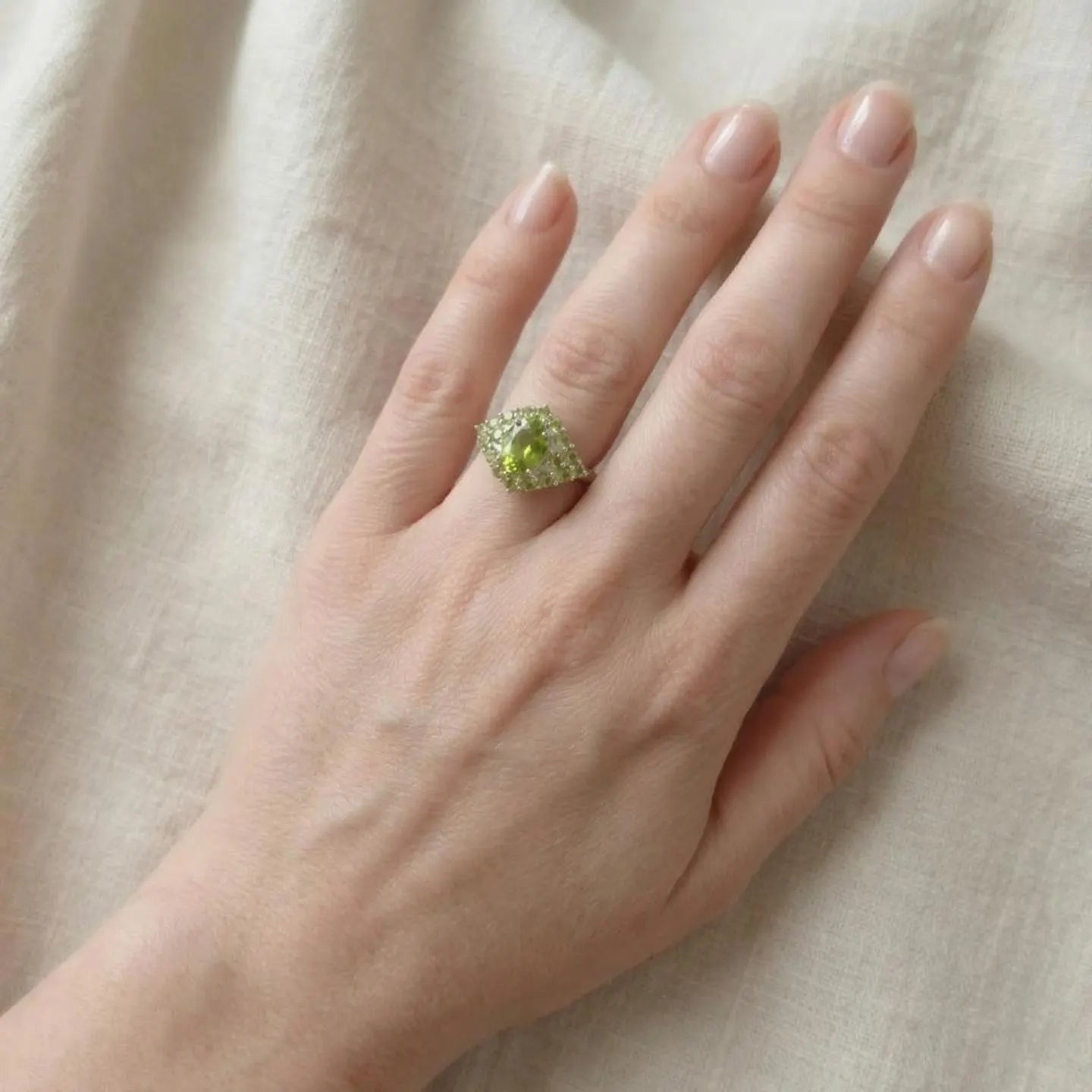 Peridot Cluster Ring
