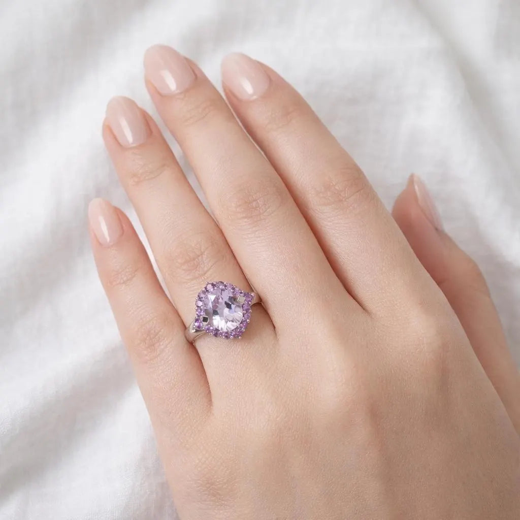 Pink Amethyst Cluster Ring