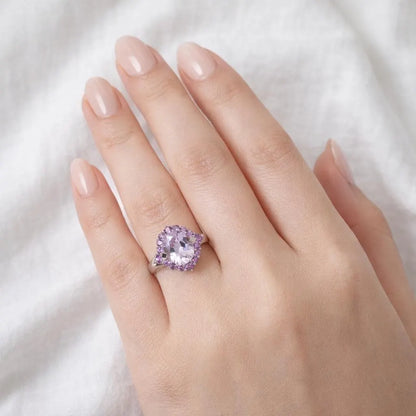 Pink Amethyst Cluster Ring