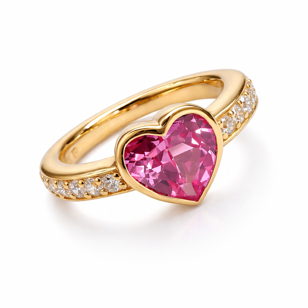 Pink Heart Gold Ring