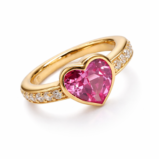Pink Heart Gold Ring