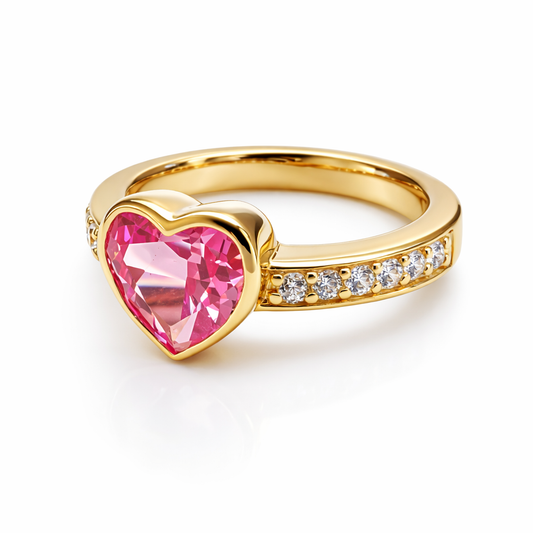 Pink Heart Gold Ring