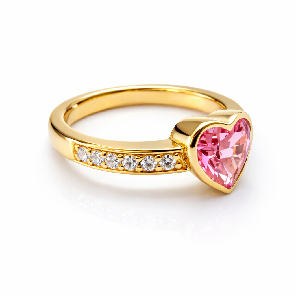 Pink Heart Gold Ring