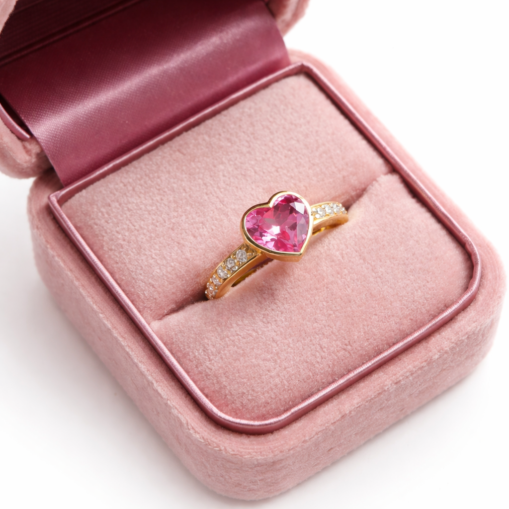 Pink Heart Gold Ring