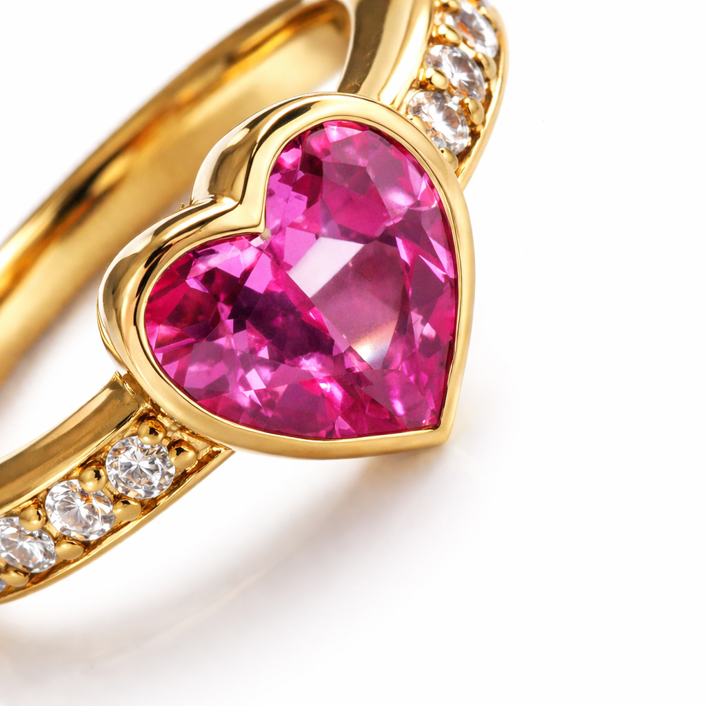 Pink Heart Gold Ring